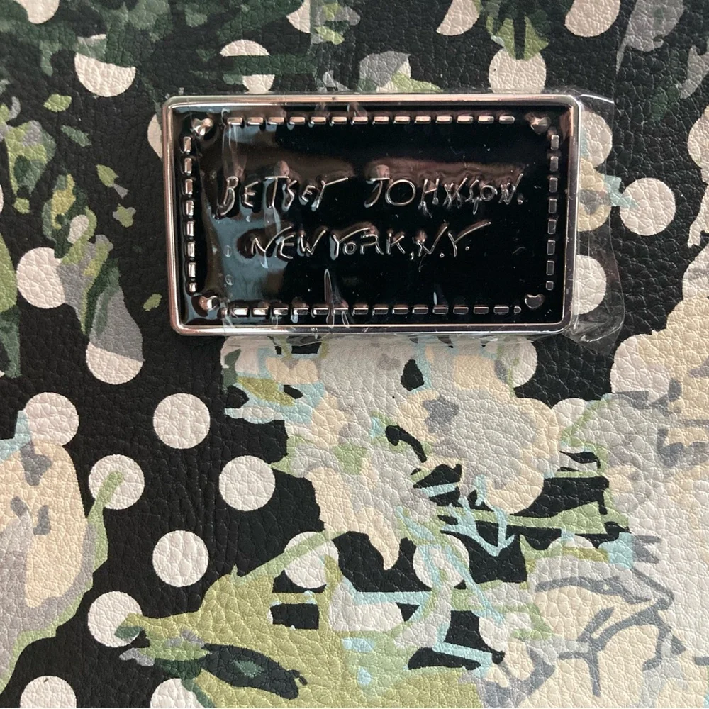 Betsey Johnson Black Floral Polka Dot Clutch - Picture 3 of 6